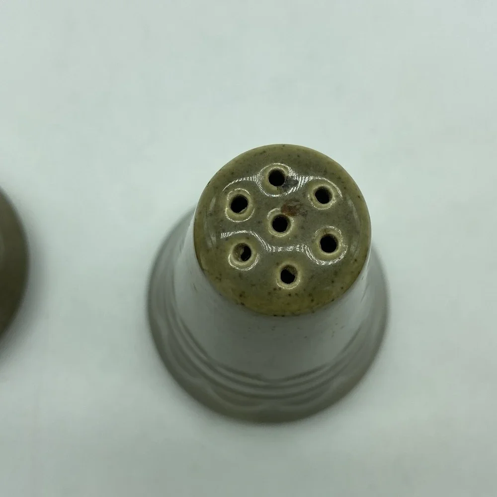 Homer Laughlin Salt Pepper Shakers Sugar Bowl Set Avocado Speckled Vintage‎ MCM